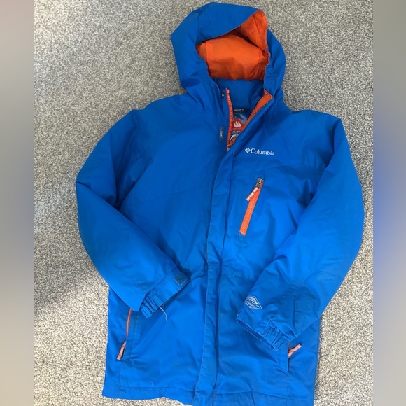 Columbia Blue and Orange Hooded Jacket Kid's Size Medium - Picture 1 of 13
